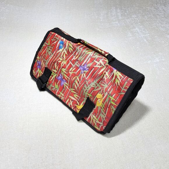 Rolling Travel Bag Collapsible Red Multicolor Bamboo Print - Picture 7 of 8